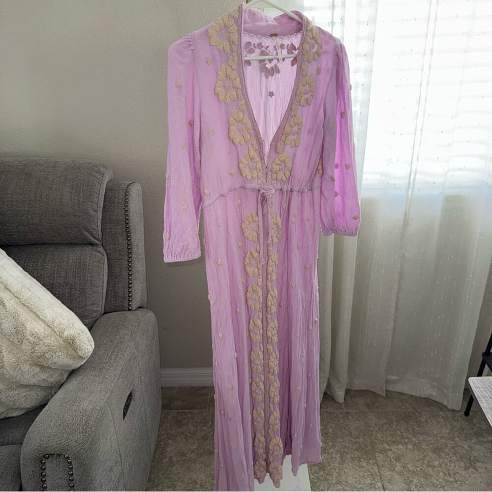 Free People Fable Dusty Lavender Embroidered Maxi Dress - Picture 11 of 16